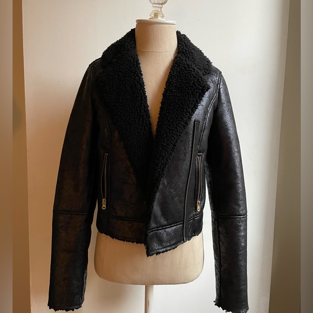 Rachel Roy Faux Shearling Moto Jacket